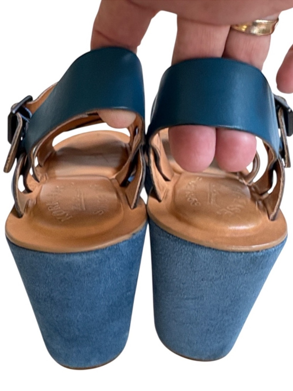 Kork-Ease Leather Wedge Sandals Blue Women’s Size 7 EUC - Picture 6 of 7